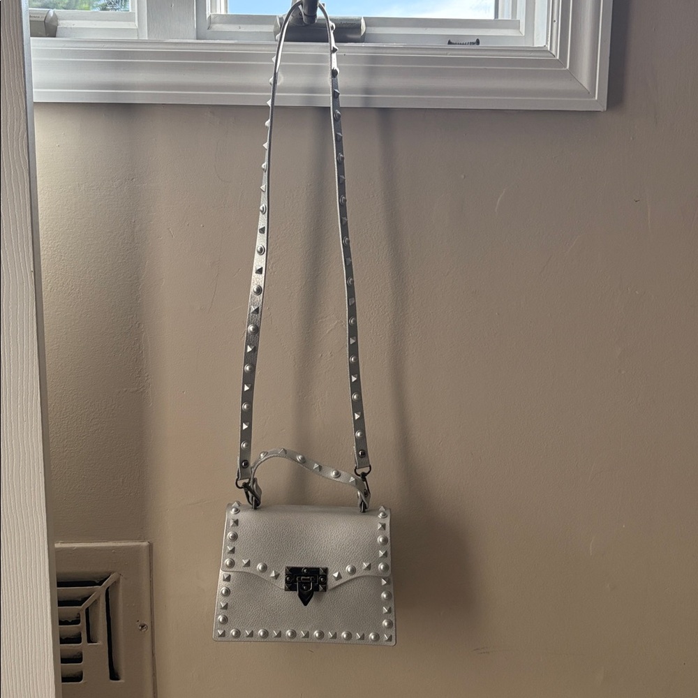 Chic Silver Studded Crossbody Bag